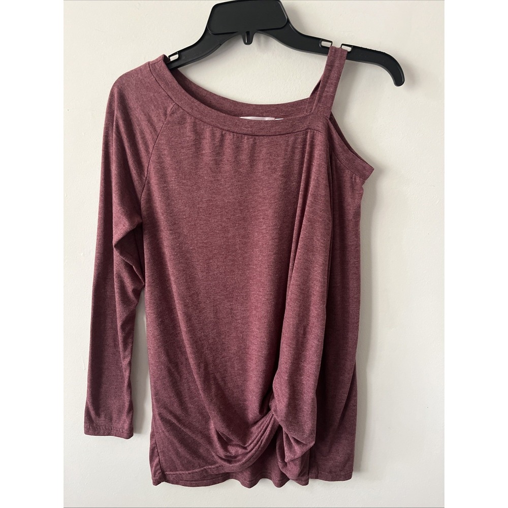 Women's Cold Shoulder Twist Knot Tunic Small Red Boho Casual Chic Relaxed Soft